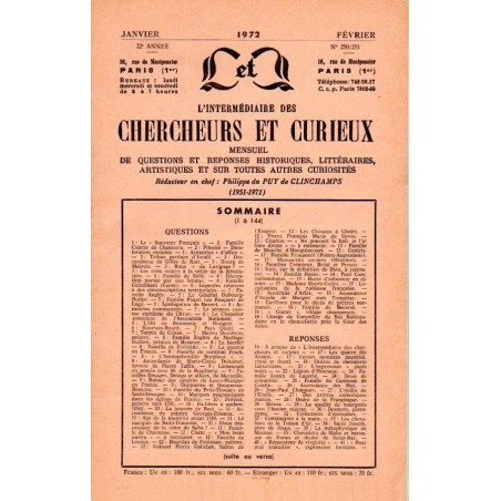 L'Intermédiaire des chercheurs et curieux n° 250/251