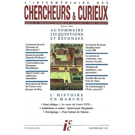 L'Intermédiaire des chercheurs et curieux n° 651